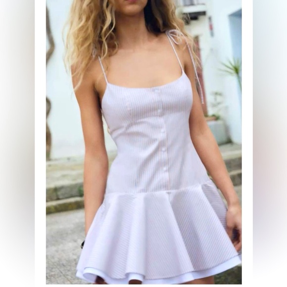 Zara Dresses & Skirts - Zara Short Striped Spaghetti Strapped Dress Size XS